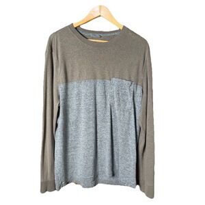UpWest Resort Mercantile Raglan Shirt‎ Mens Khaki & Gray Long Sleeve Tee Large